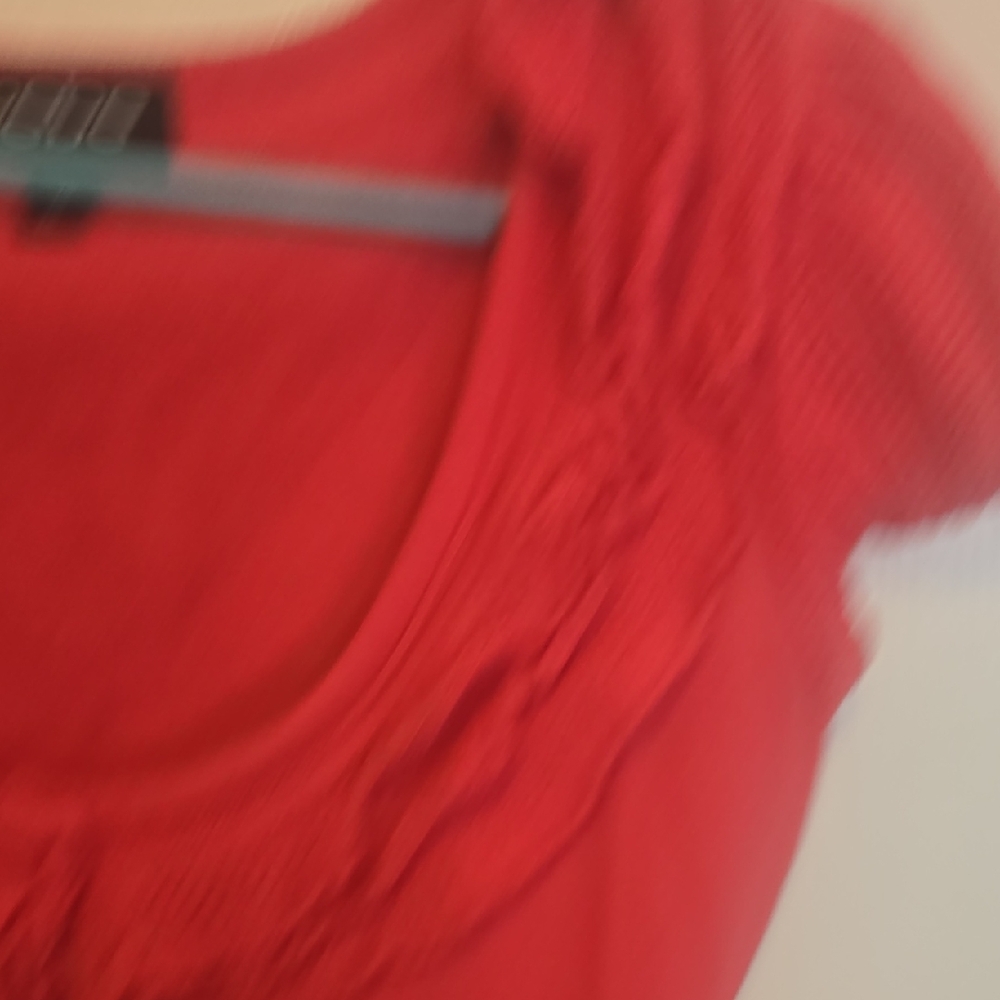 Bebe Vibrant Red Button-Down Top - image 4